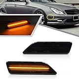 Mingrui test 2Pcs Amber Full LED Front Side marker Lights for Benz Mercedes CLS-Class W219 C219 Smoked Lens Turn Signal Lights Replace OEM Sidemarker Lamp