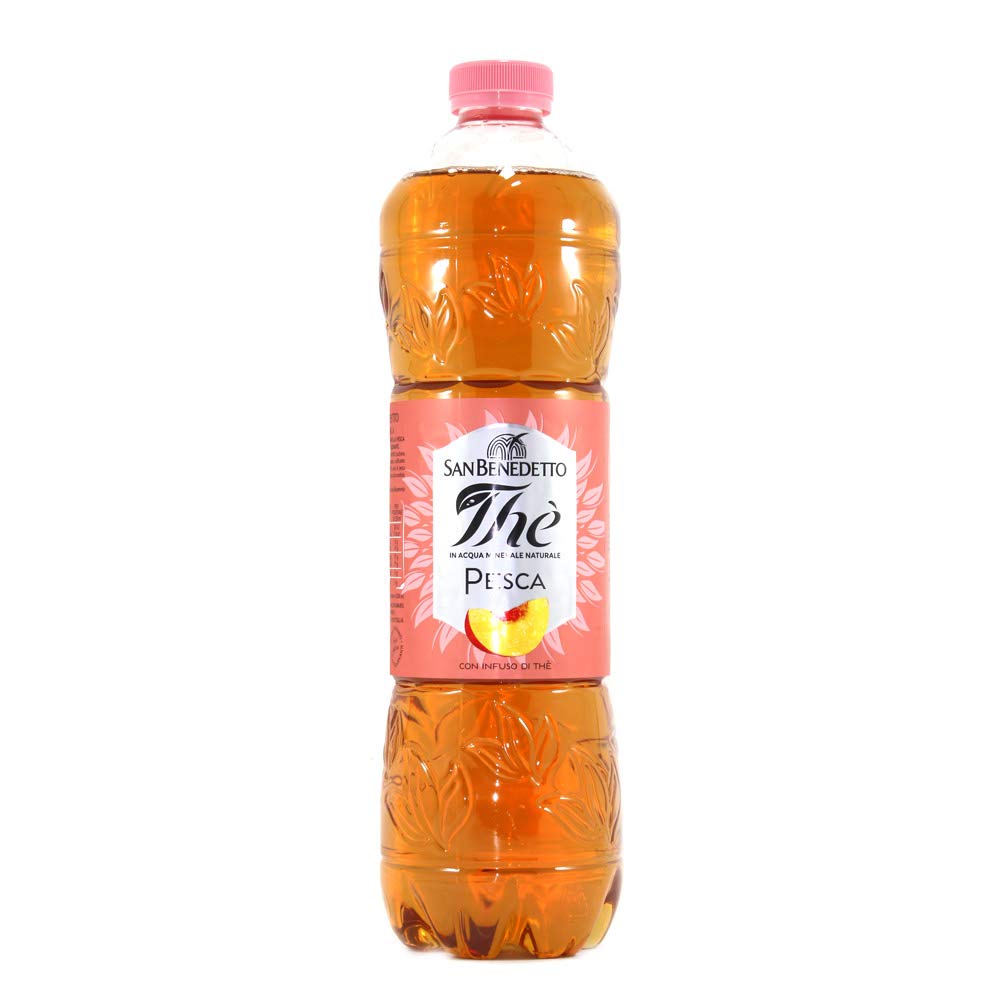 San Benedetto the pesca 6x 1,5 L, thé glacé le «Peach Pet jetable, thé glacé rafraîchissant, sans conservateurs et colorants artificiels + Italian Gourmet polpa 400g