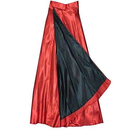 Spanish Bull Dance Skirt Adult Flamenco Two Layer Satin Gypsy Dress Red Outside/Black Inside #TOP5
