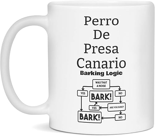 Miniatura 3 de Perro De Presa Canario Barking Logic - Taza divertida, raza de perro, ruidos, 15 onzas, color blanco