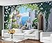 XUWEISI Italian Ocean Landscape Wallpaper 3D Wall Murals, Town Floral Street Murals for Living Room, European Old Villa Removable Wallpaper Sticker for Bedroom Tenant (Not Peel n' Stick)