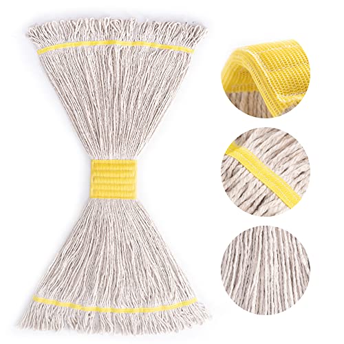 Image of Matthew Cleaning 3Pcs 5'' Headband White&Orange&Green 24Oz Commercial String Mop Heads, Loop-End Mop Head Replacement, Heavy Duty Industrial Washable&Reusable Mop Refills for Residential& Warehouse