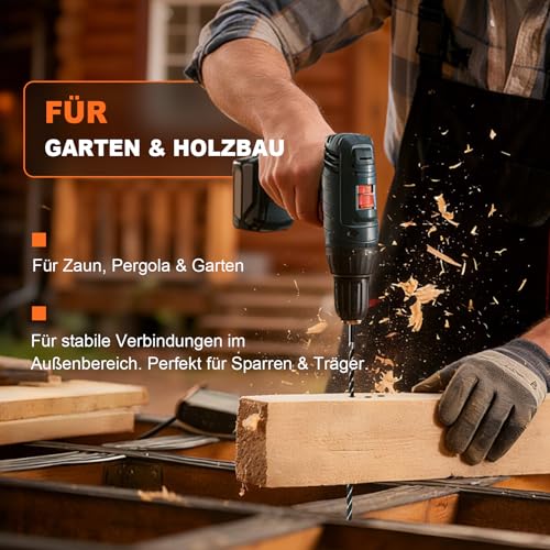 3tlg Schlangenbohrer 10x300mm Sds Plus Holzbohrer für Weichholz, Hartholz mit Zentrierspitze