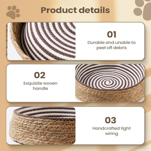 Cesta de cama para gatos acolchada de 35x35 cm y resistente a arañazos 8
