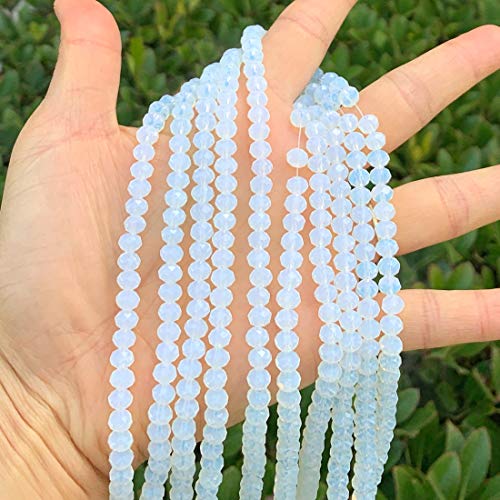 Image of 200pcs Czech Faceted Rondelle Crystal Glass Beads 6mm Bulk White Opal