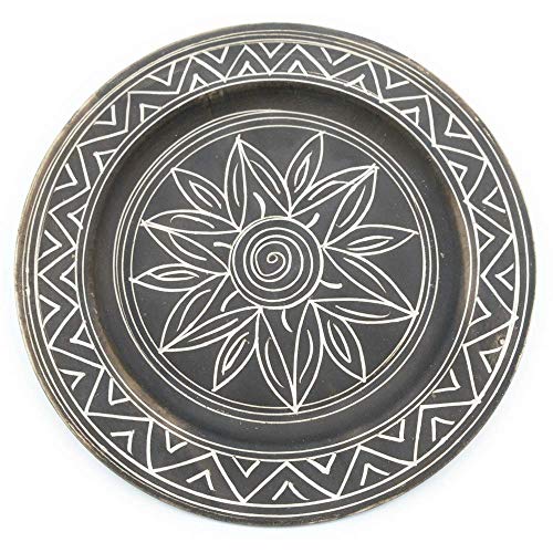 Plato para colgar de pared ceramica rustica grabado cenefa A 25 cm