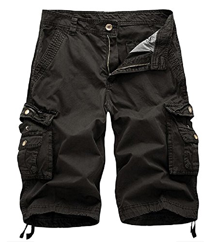AOYOG Mens Camo Cargo Shorts Relaxed Fit Multi-Pocket Outdoor Camouflage Cotton Cargo Shorts, Dark Gray #082, 36