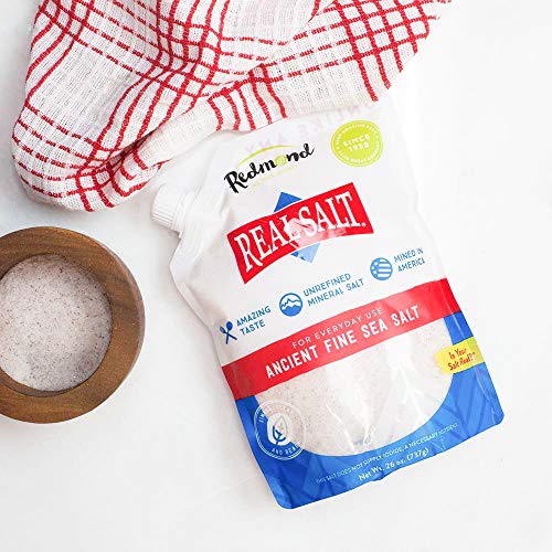 Redmond Real Salt - Ancient Fine Sea Salt, Unrefined Mineral Salt, 26 Ounce Pouch (4 Pack) #TOP2