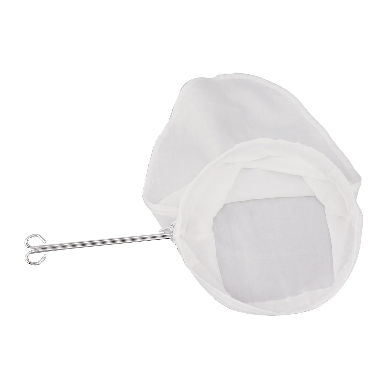 Mesh-Siebbeutel, Ultrafeine Wiederverwendbare Filterbeutel mit Edelstahlgriff für Kaffee, Tee, Nussmilch, Entsaften, Butter, Presse, Obst, Reis, Reinigung (L)
