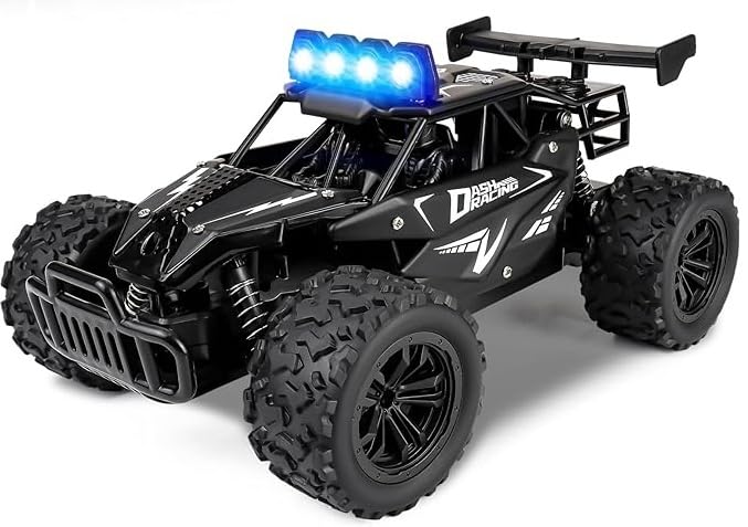 Joellfuner Macchina Telecomandata per Bambini, 2.4Ghz 1:16 Macchina Radiocomandata con Luce LED a Quattro Colori, 2WD 20KM/H Mmonster Truck Telecomandato con marce alte e basse, per bambini 3 anni