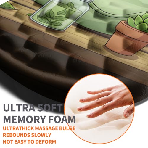 Image of Ergonomic Joint Wrist Support Mouse Pad with Memory Foam Cushion Massage Bump, Carpal Tunnel Pain Relief Mousepad Slope Design for Wrist Rest, 11.8x7.9 in, Cute Kitten
