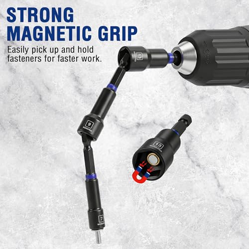 Image of WORKPRO 98-Piece Magnetic Nut Driver Set, Impact Driver Bits, Metric & SAE Cr-V Nut Drivers with Bit Holder, Universal Socket, Socket Adapter, Wing Nut Driver, Ratchet Handle, Quick-Release Extension