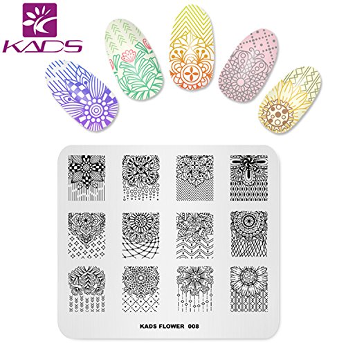 KADS 7/6 Pz Nail Art Stamping Piatti Fiori