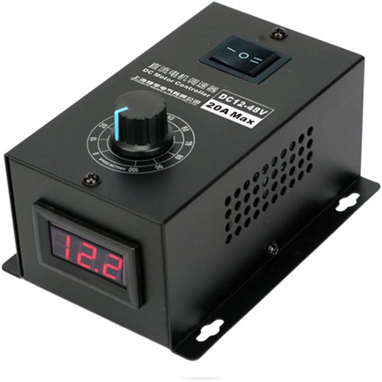 tatoko DC Speed Controller, DC 12-48V 20A DC Motor Controller, Universal 0.01-1000W 16kHz PWM Stepless Brushed Motor Control, Variable Speed Control Generator Kit with Output Voltage LED Display