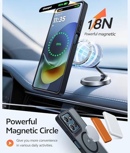 Image of FNTCASE for Moto G 2026 /2025 Case: Motorola Moto G Play 5G 2026 Case [Compatible with Magsafe] Translucent Matte Cases with [Screen Protector] Military Grade Shockproof Protective Phone Cover -Black