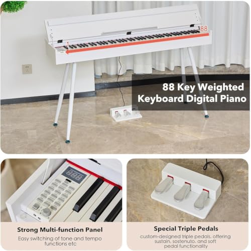 Image of Digital Piano 88 Key Weighted Keyboard Full-Size Desk Electric Piano