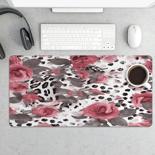 Alfombrilla de escritorio grande con diseño rosa y leopardo miniatura 5