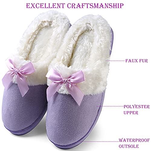 ROXIE Womens Memory Foam Fluffy Fur Slippers Fuzzy Plush Lining Slip On Clog House Shoes for Indoor Outdoor Use2