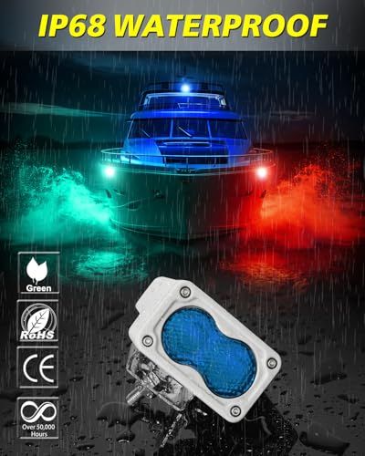 Image of Blue LED Pods Waterproof 3 Inch 40W CREE LED Marine Light Bars | IP68 Waterproof, High Intensity CREE LEDs, Diffused Flood Beam, White Housing Blue LED Pod lights for Truck Boat Fishing