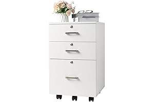 Bonnlo Filing Cabinet with Lock for Under Desk Storage, 3 Drawer File...