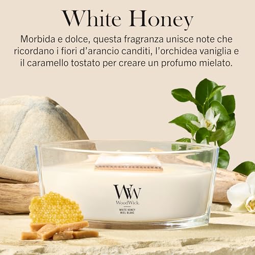 WoodWick Candela profumata | Candela Ellipse | White Honey | Regali perfetti per donne - Immagine 1