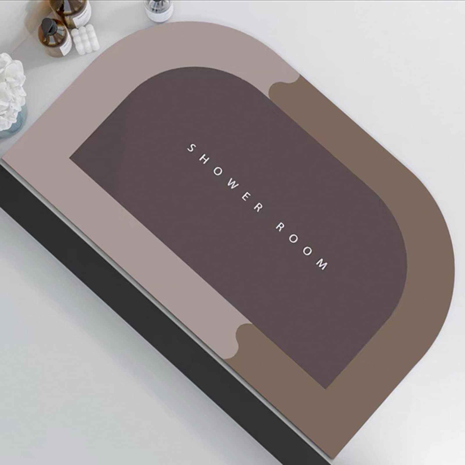 Tappetini da Bagno Antiscivolo con Retro in Gomma, Facili Pulire for Soggiorno Cucina Camera Letto,Trapezio Rosa(Trapezoid Brown,40 * 60cm)