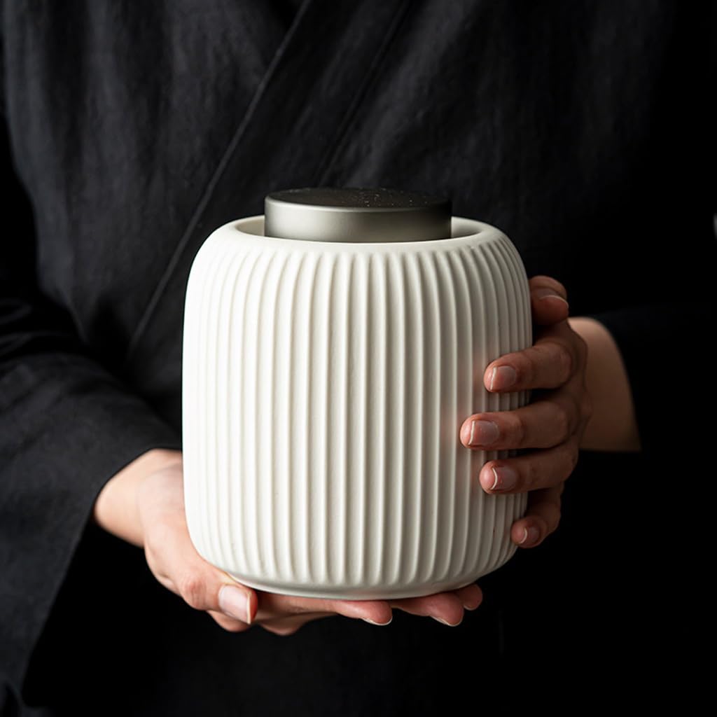 Tee-Set aus Keramik im Creme-Stil, versiegelte Dose für Tee, feuchtigkeitsbeständige Box für die Aufbewahrung von grünem Tee, Vorratsglas für Tee