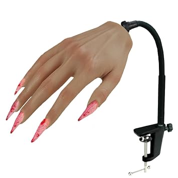 Silicone Practice Hands for Acrylic Nails Manicure Hand with Stand Bracket Nail Hand Practice Flexible Fake Mannequin Hands for Nails Art Training Tool New 4#-Right Hand