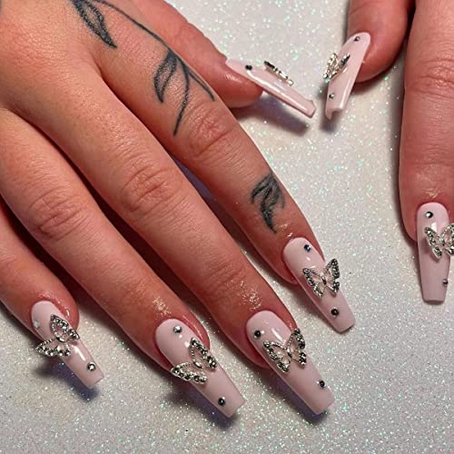 Butterfly Nail Charms 16 Pcs Silver Metallic Butterflies Nail Rhinestones For Acrylic Nails Shiny 3D Alloy Design Butterfly Nail Gems Rhinestones For Nail Jewelry Accessories Women Manicure Supplies #TOP6