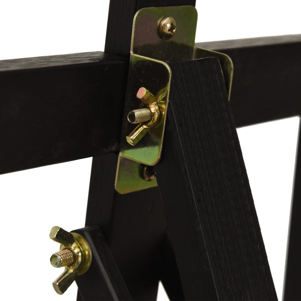 Caballete de madera maciza de pino, altura regulable hasta 107 cm, diseño triangular para lienzos, estable y plegable, color negro