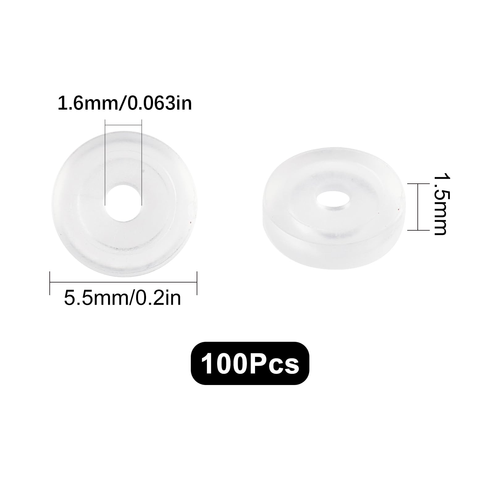 SUNNYCLUE 1 Box 100Pcs Earring Back Cushions Comfort Pads Silicone Pads for Clip on Earrings Screw Back Earrings Disc Pad Clear Padding Adult Jewelry Supplies 5.5mm