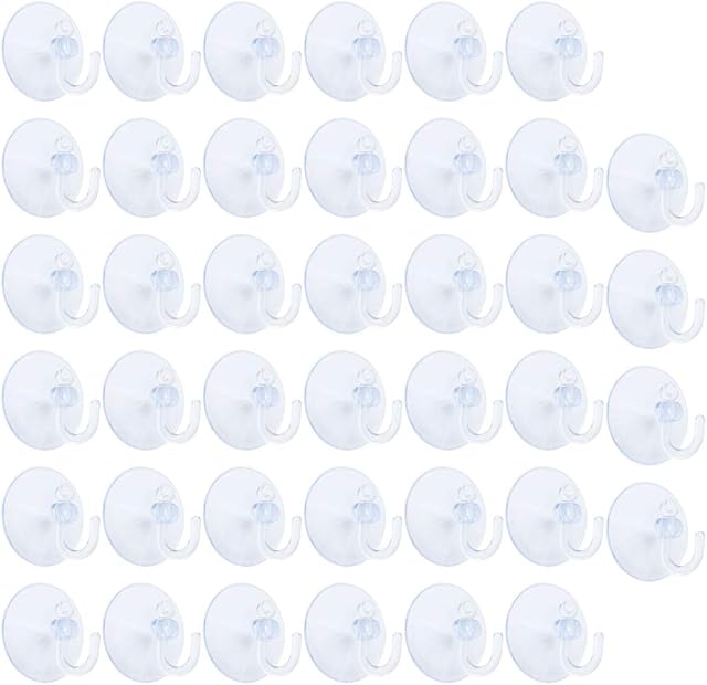 NewZC Clear Suction Hooks Small Plastic Towel Hooks with Suction Cups 40 Pcs Bathroom Wall Door Glass Window Hanging Suction Cups Sucker Hooks for Towels Sponges Christmas Bathroom/Ktchen Accessories