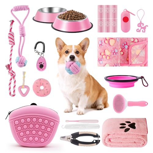 WILDOMS Puppy Supplies Starter Kit Pink Puppy Essentials for Small Dogs