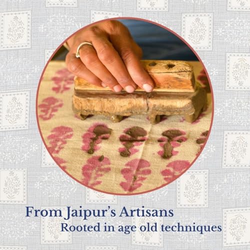 Image of Jaipur Weaves Jaipuri Double Bed Cotton Bedsheet Queen Size 90x85, 120 TC 100% Pure Cotton Bed Sheet with 2 Pillow Covers, Floral Traditional Print (Blue Blocks, Double)