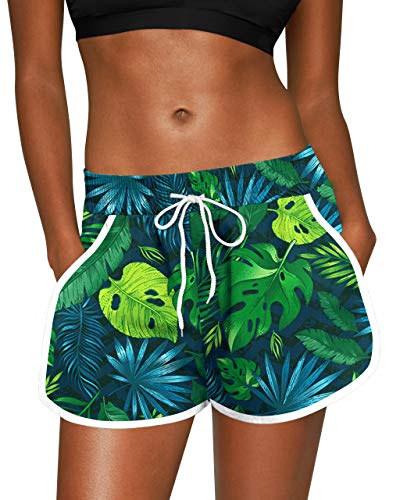 Image of For G and PL Women Summer Floral Beach Boardshorts with Pockets Swim Trunks