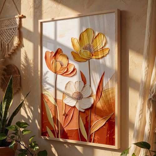 Image of kotart Aesthetic flower Art Home Decoration Painting | Floral Paintings With Frame For Living Room Bed Room Hotel Wall Decor Digital Reprint (14X20 inch)
