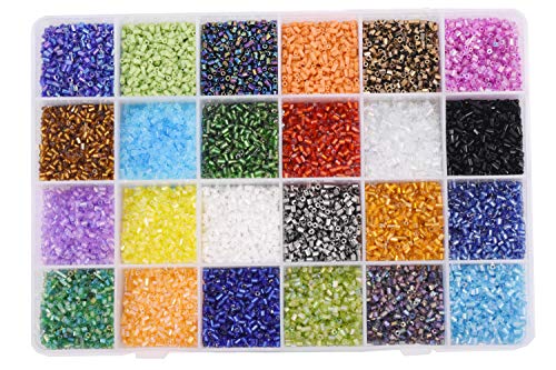 Image of Mandala Crafts 11 /0 Glass Seed Beads for Beadwork - 21000 Pcs 2mm Rainbow Hexagon Small Rocaille Beads for Jewelry Making, Necklace Bracelet Earring Craft Supplies