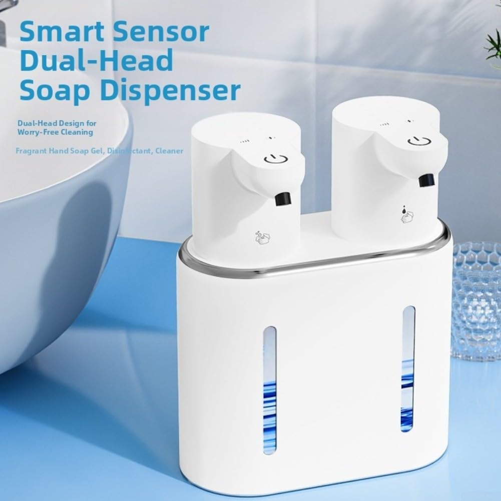 Dispenser automatico di sapone da parete, capacità 800 ml, con doppia uscita, sensore touchless per schiuma e sapone gel, per uso igienico del bagno e della cucina (schiuma+schiuma)