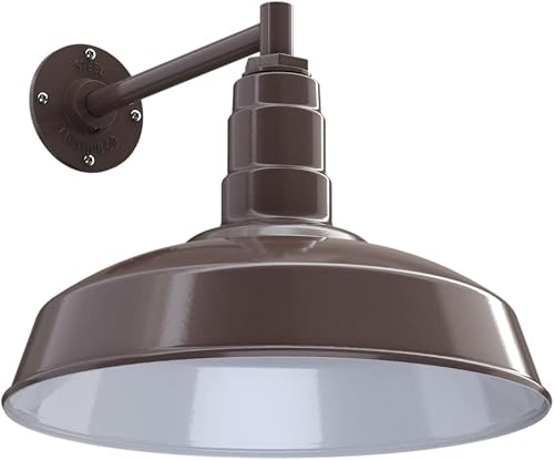 Miniatura 19 de Steel Lighting Co. Gardena - Luz de granero Montaje en pared al aire libre Cúpula de 16 pulgadas Cuello de cisne de 23 pulgadas Luz