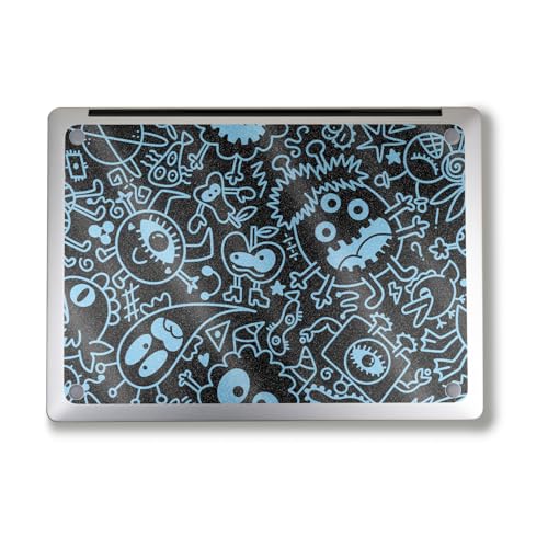 Image of Glossy Glitter Laptop Skin Compatible with Alienware M18 R2 (2024) - Dark Monster Doodles - Premium 3M Vinyl Protective Wrap Decal Cover - Easy to Apply | Crafted in The USA by MightySkins