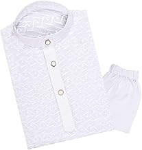 TinySteps Boys Chikankari Cotton Kurta Pajama Set | Full Sleeve Printed Kurta & White Elastic Pajama | Ethnic Wear for Festivals & Weddings (1‑10 Years)