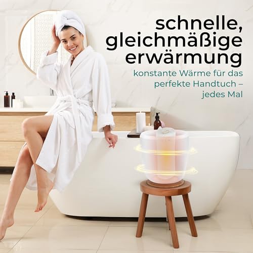 Handtuchwärmer Elektrisch Natur – Kompakter Handtuchheizkörper mit Timer & Überhitzungsschutz, Towel Warmer, Energiesparend & Mobil, Für Zuhause, Spa, Hotel oder Wellnessbereich