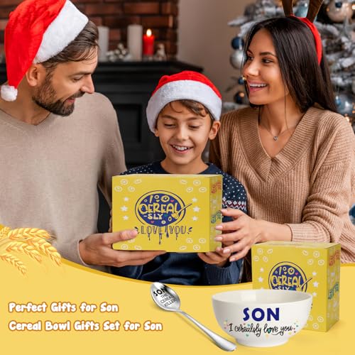 YEUYUQIU-Son-Gifts-from-Mom-Dad-Birthday-Gifts-for-Son-Gift-Ideas-Son-Cereal-Bowl-Set-Present-Ideal-Fathers-Day-Christmas-Gifts-for-Son-Graduation-Gifts-for-Son-Cerealsly-Love-You-Son