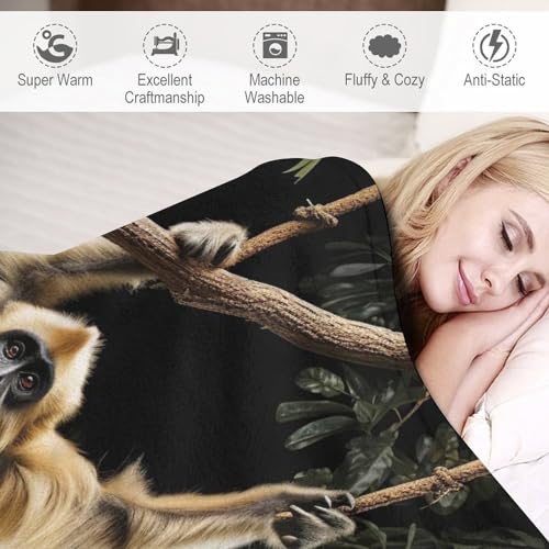 Couverture chaude et confortable en flannel 3D singe lavable en machine - 4