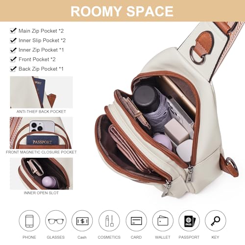 Image of cakang Womens Sling Bag Crossbody Bags for Women Vegan Leather Sling Backpack Daypack Fanny Pack Crossbody Purse Travel