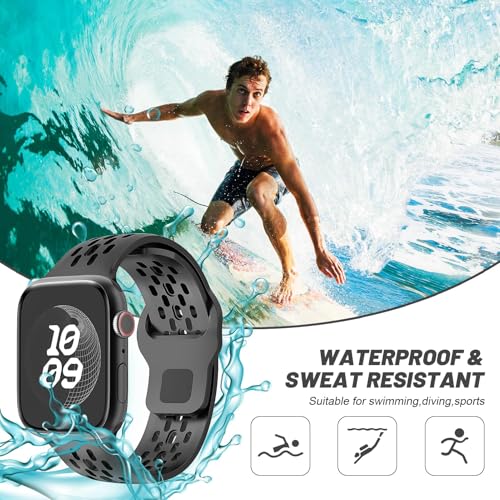 Image of VEMIGON Breathable Sport Band Compatible with Apple Watch 38mm 40mm 41mm 42mm 44mm 45mm 46mm 49mm, Soft Silicone Replacement Strap for iWatch Series 11 10 9 8 7 6 5 4 SE3 SE2 SE Ultra 3 2 1 (No Watch)