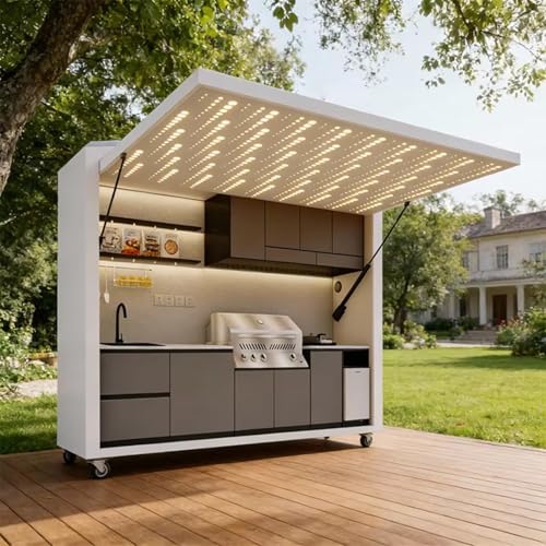 Modular Outdoor Kitchen Cabinet System, Grill Station, Sink, Storage Space