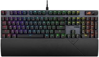 ASUS ROG Strix Scope II X Gaming-Tastatur, mit mechanischen Schaltern ROG NX Snow V2, schalldämmender Schaumstoff, ABS-Tasten, DREI Neigungswinkel und Handballenauflage, Spanisch QWERTY