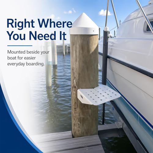 Image of Boat Dock Step Single Step Boarding Platform with Mount Screws Flexible Installation Location Iron with Powder Coat Finish for Marina, Dock, Deck