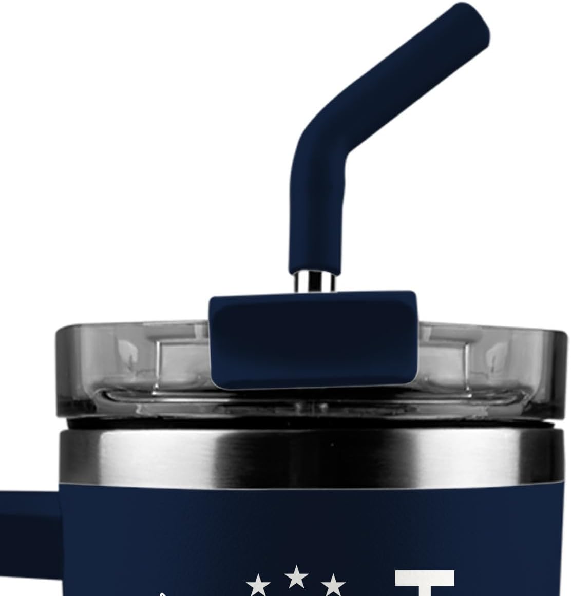 Hold Fast To Faith, Family and Freedom, Navy Blue 40 Ounce Stainless Steel Travel Tumbler with Lid - Image 4